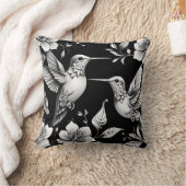 Coussin Cute Hummingbird noir et blanc (Couverture)