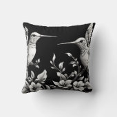 Coussin Cute Hummingbird noir et blanc (Verso)