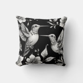 Coussin Cute Hummingbird noir et blanc (Recto)