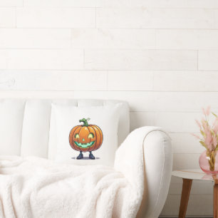 Coussin Cute Jack-O’-Lantern Halloween Drôle visage Citrou