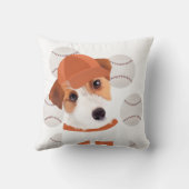 Coussin Cute Jack Russell Chien Baseball Jersey et Balls (Verso)