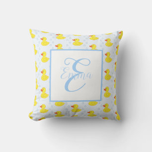 Coussin Cute Jaune Canard Motif Monogramme Baby Girl