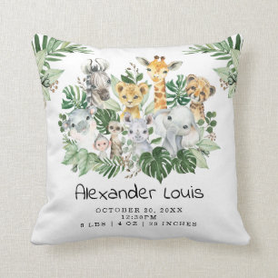 Coussin Cute Jungle Sauvage Safari Animaux Verdure Bébé Ga