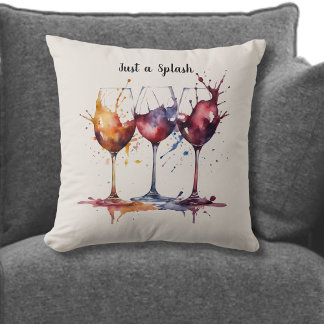 Coussin Cute Just a Splash de vin aquarelle