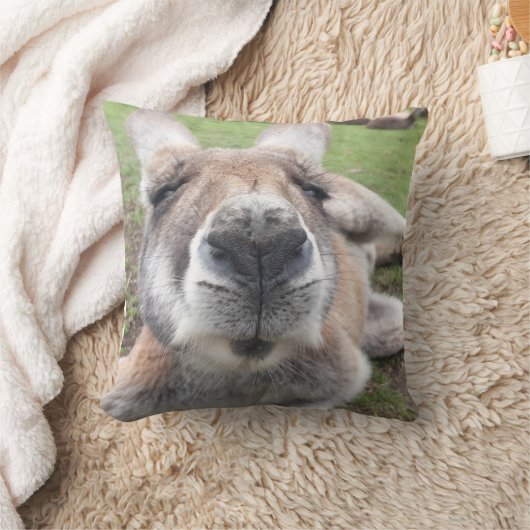 Coussin Cute Kangaroo Funny Face Australie Photo Faune (Couverture)