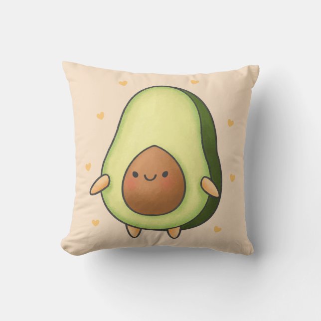 Coussin Cute Kawaii Avocado (Recto)