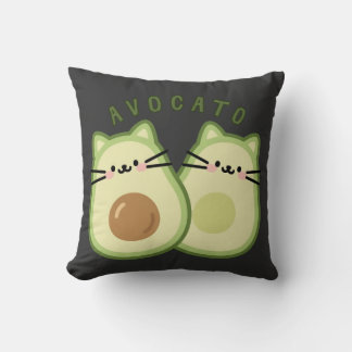 Coussin Cute Kawaii Avocado Cat Mashup
