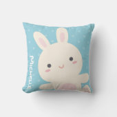 Coussin Cute Kawaii Bunny Blanc Pastel Blue Kids Nursery (Recto)