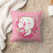 Coussin Cute Kawaii Chat Lait de fraise japonais (Couverture)