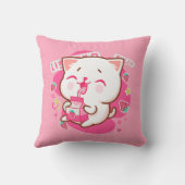 Coussin Cute Kawaii Chat Lait de fraise japonais (Verso)