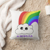 Coussin Cute Kawaii Cloud Rainbow Nom de l'enfant (Couverture)