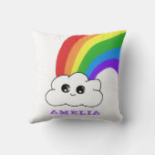 Coussin Cute Kawaii Cloud Rainbow Nom de l'enfant (Verso)