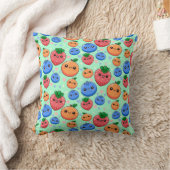 Coussin Cute Kawaii Green Orange Blue Fruit (Couverture)