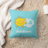 Coussin Cute Kawaii Happy Sunshine Monogram Baby Nursery (Couverture)