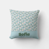 Coussin Cute kawaii kitty motif azure bleu nom (Recto)