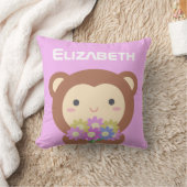 Coussin Cute Kawaii Monkey Pastel Purple Pink Flowers (Couverture)