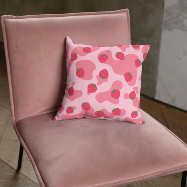 Coussin Cute Kawaii Motif de la vache fraise (Créateur téléchargé)