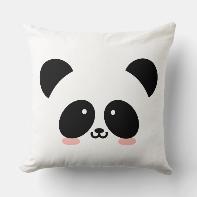 Coussin Cute Kawaii Panda| Ajouter votre nom (Recto)