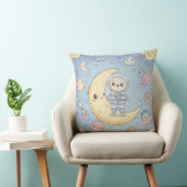Coussin Cute Kawaii Space - Astronaut and Smiling Moon (Chaise)