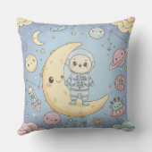 Coussin Cute Kawaii Space - Astronaut and Smiling Moon (Verso)