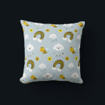 Coussin Cute Kawaii Unicorn Bees et Rainbow Grey Jaune<br><div class="desc">Cute Kawaii Unicorn abeilles et arc-en-ciel gris Jaune Jaune oreiller</div>