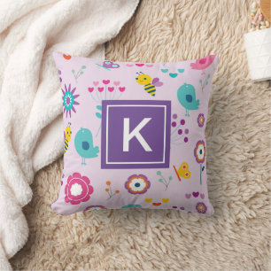 Coussin Cute Kids Ressort Floral Avec Monogramme Personnal