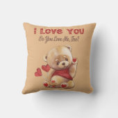 Coussin Cute Kid's Teddy Bear Je t'aime Valentine (Verso)