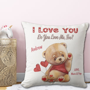 Coussin Cute Kid's Teddy Bear Je t'aime Valentine