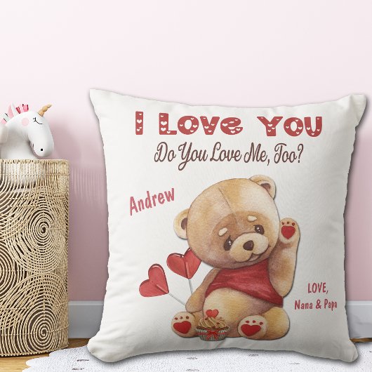 Coussin Cute Kid's Teddy Bear Je t'aime Valentine