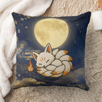 Coussin Cute Kitsune Halloween Pillow | Japanese Yokai