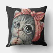 Coussin Cute Kitten Bow Cross Stitch Throw Pillow (Verso)