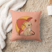 Coussin Cute Kitten Cat Red Yellow Umbrella Fall Pink (Couverture)