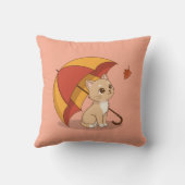 Coussin Cute Kitten Cat Red Yellow Umbrella Fall Pink (Verso)