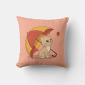 Coussin Cute Kitten Cat Red Yellow Umbrella Fall Pink (Recto)