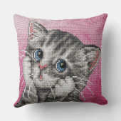 Coussin Cute Kitten Cross Stitch Throw Pillow (Verso)