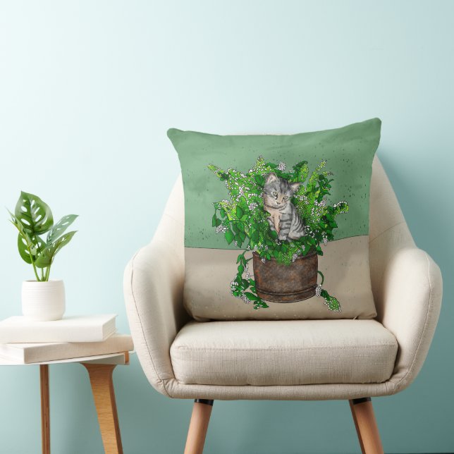 Coussin Cute Kitten en Catnip Antique Pot (Chaise)