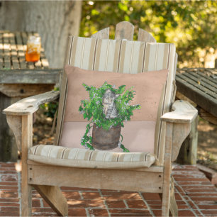 Coussin Cute Kitten en Catnip Antique Pot
