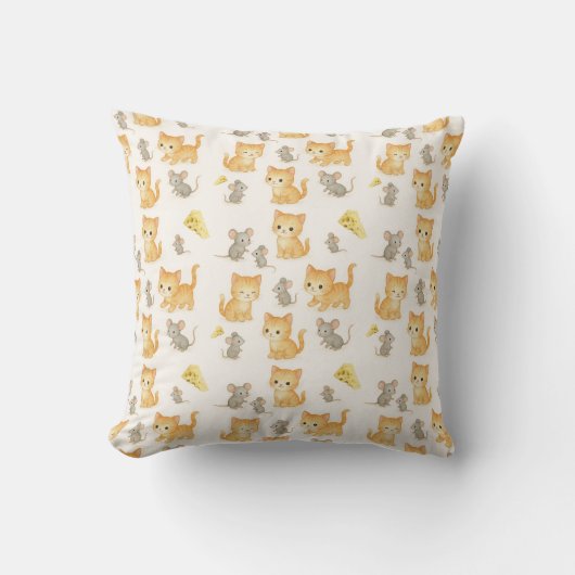 Coussin Cute Kitten et souris Motif sans couture (Recto)