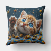 Coussin Cute Kitten Interagir avec les abeilles (Verso)