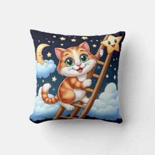 Coussin Cute Kitty grimpe à l'échelle de la lune
