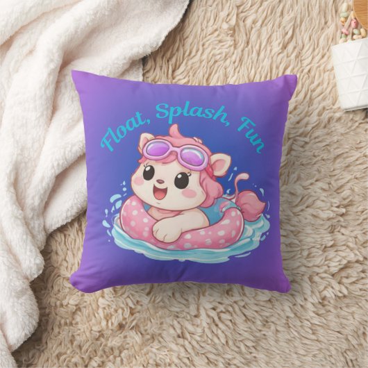 Coussin Cute Kitty Swimmer Design Throw Pillow (Couverture)