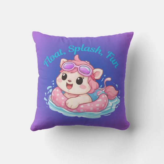 Coussin Cute Kitty Swimmer Design Throw Pillow (Verso)