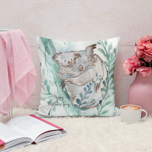 Coussin Cute Koala Baby Hug Aquarelle Animal Fête des Mère