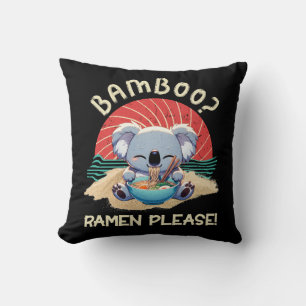 Coussin Cute Koala manger Ramen Vintage soleil