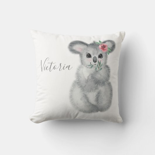 Coussin Cute Koala Nom de l'ours Floral Moderne Simple (Recto)