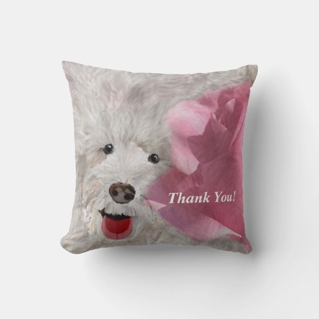 Coussin Cute Labradoodle & Amusant Rose (Recto)