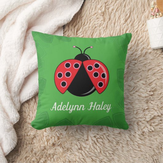 Coussin Cute Lady Bug Baby Birth Stats Throw Pillow (Couverture)