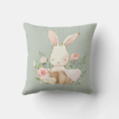 Coussin Cute lapin lapin Aquarelle Sage Green Nursery (Verso)