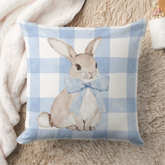 Coussin Cute lapin Lapin bleu Plaid Vintage (Couverture)