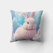Coussin Cute Lapin Rose Coton Bonbons Nuages (Verso)
